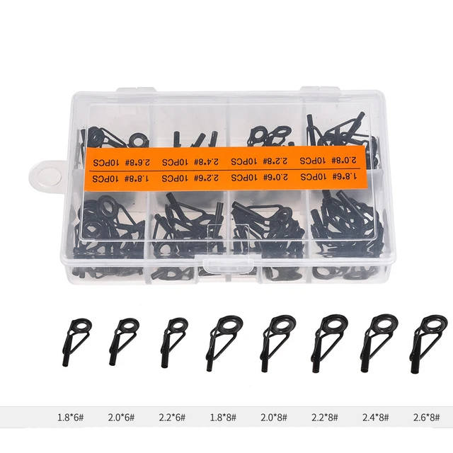 80Pieces Fishing Rod Guide Set Top Guides Stainless Steel Eyes