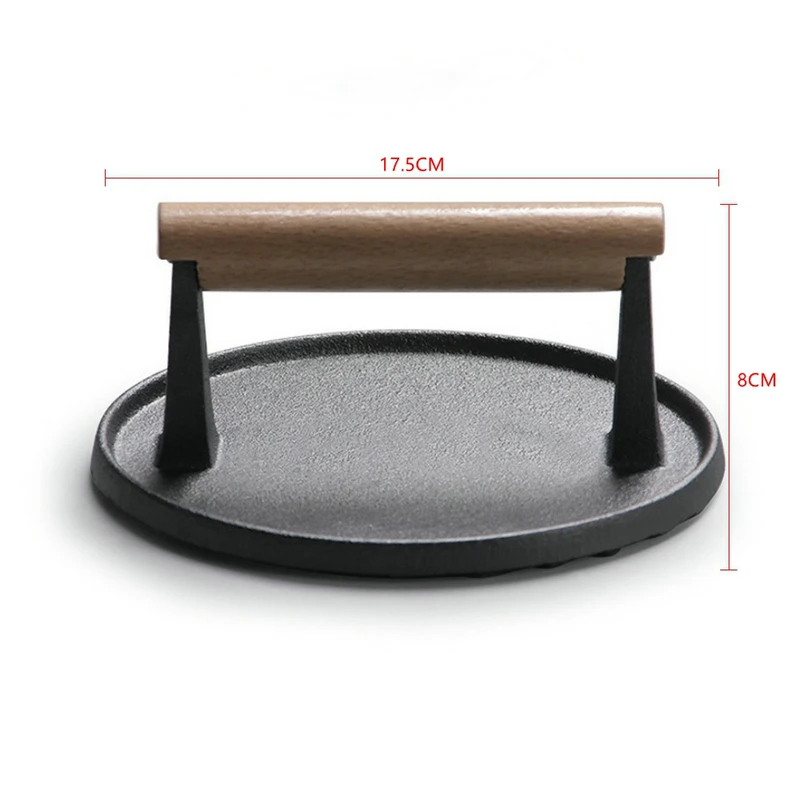 Round BBQ Tool Cast Iron Steak Plate Meat Press Board Barbecue Pressure Plate