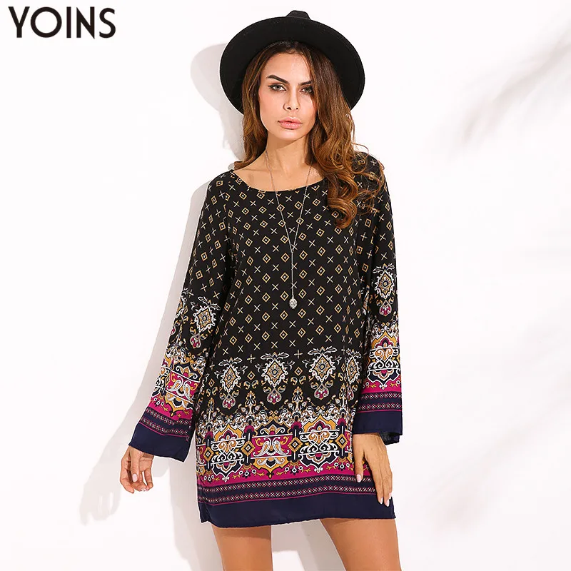

ZANZEA Women Dress 2016 Ladies Sexy Mini Vintage Print Dress O Neck Long Sleeve Floral Casual Ethnic Short Veatidos