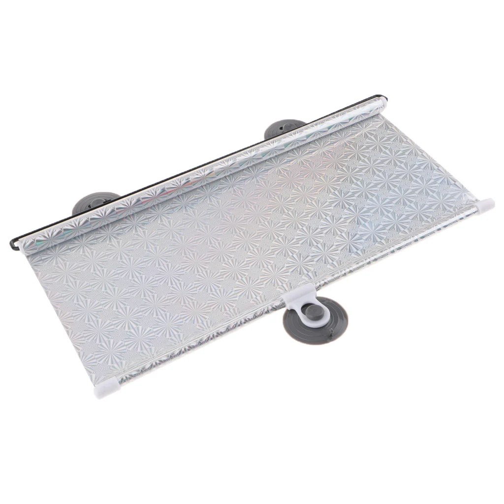 Universal Car Window Shade Roller Retractable Sun Shade Silver 40x60cm