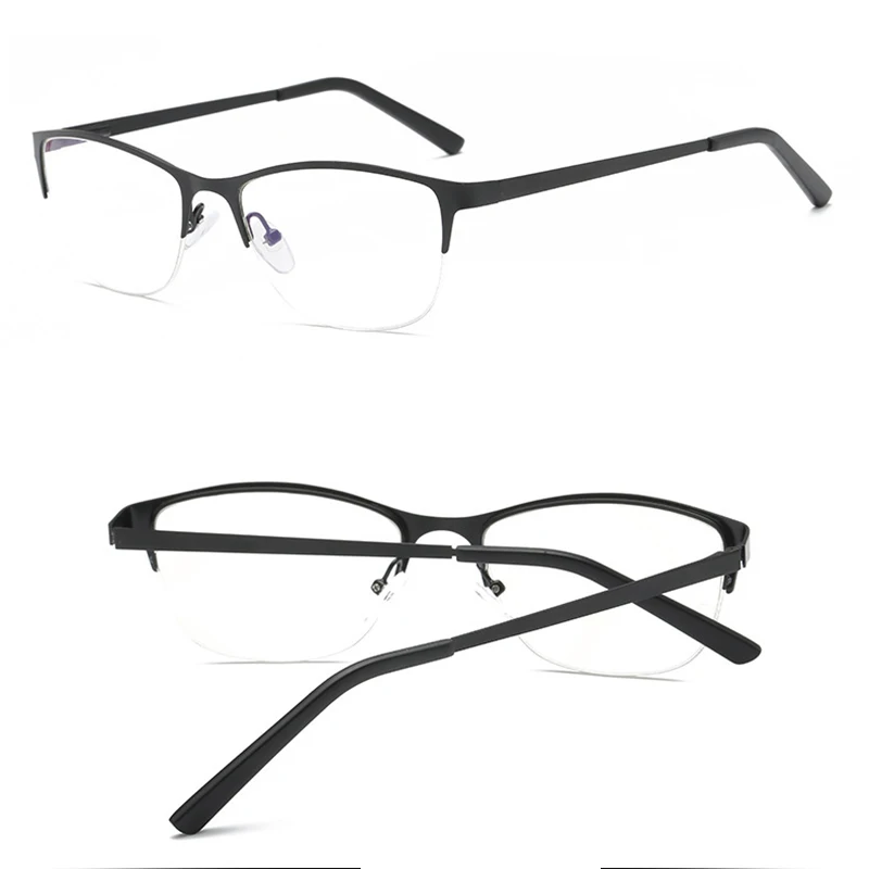 Half Frame Cat Eye Glasses Frames Women Vintage Optical Frames Clear Lens Retro Spectacle Computer Glasses Alloy TR90 Frame