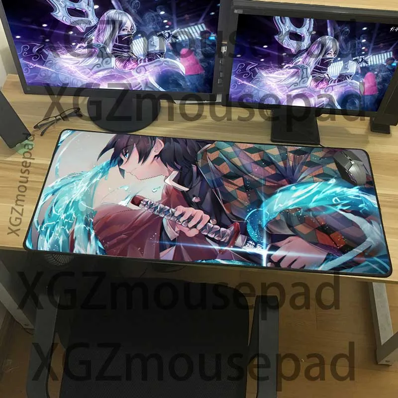 Большой коврик для мыши XGZ черный с застежкой по краям аниме рассекающий демонов