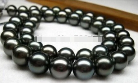 965 18'' 11-12MM TAHITIAN GENUINE BLACK PEARL NECKLACE 14K | Украшения и аксессуары