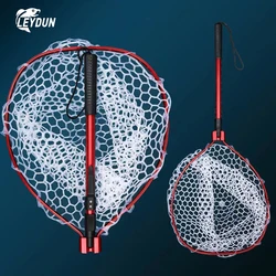 LEYDUN Foldable Net Fishing Tool Ultralight Portable Soft Rubber Mesh With Stainless Steel Handle Fly Fishing Tackle Accessories