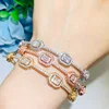 CWWZircons Luxury Stackable Statement Gold Bangle for Women Wedding Cubic Zircon Crystal CZ Dubai Silver Plated Bracelets BG041 2