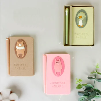 

Lovely Notebook set Cute Cartoon NoteBook With Gel Pen Diary Day Planner Kawaii Journal Stationery Kid Gift School Supplies