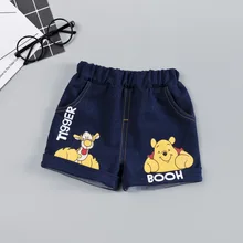 Детская одежда; стиль; коллекция года; сезон лето; детские трикотажные джинсовые шорты из мягкого хлопка для мужчин и женщин; маленькие детские шорты с мультяшным принтом