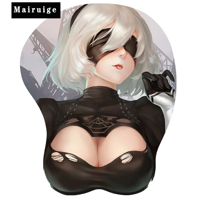 Новинка: Automata 2B Сексуальный игровой 3D коврик для мыши с силиконовым гелем размер