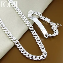 925 Sterling Silver Solid Chains Necklace Bracelet Men Fashion Silver Sideways  Necklace Bracelet Jewelry