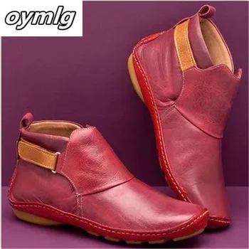 

Ankle Boots Women PU Leather Women's Winter Cross Strap Vintage Plush Punk Warm Short Boots Flat Ladies Shoes Woman Botas Mujer