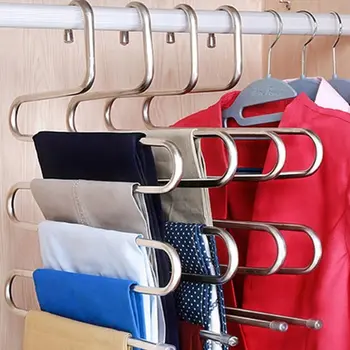 

5 layers S Shape MultiFunctional Clothes Hangers Pants Storage Hangers Cloth Rack Multilayer Storage Cloth Hanger 1PCs