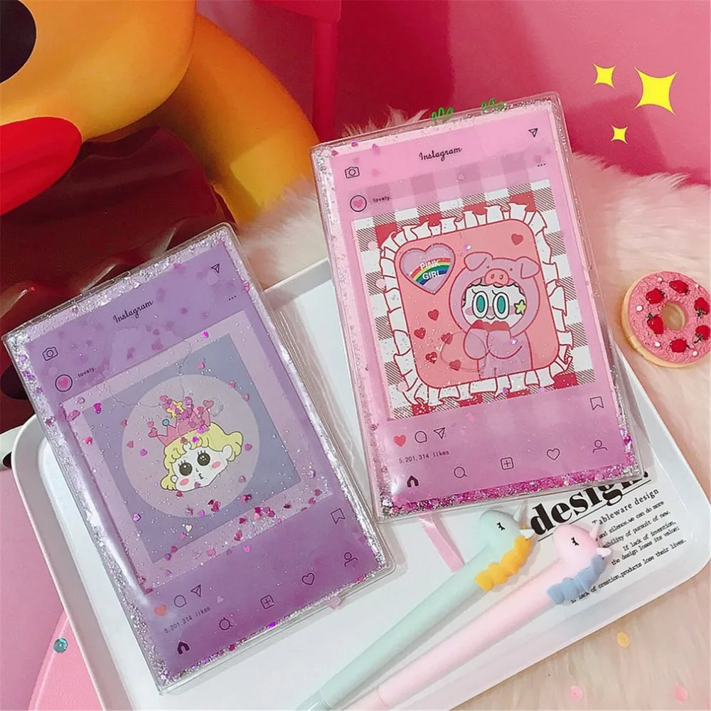 

Japanese cartoon cute quicksand notepad girl heart diary notebook schedule student hand account book
