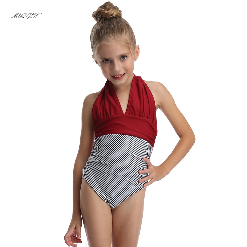 Новинка 2020 костюмы с подвесным воротником для мамы и дочки купальники в стиле