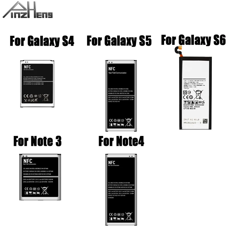 

PINZHENG Original Battery For Samsung Galaxy S4 S5 S6 Note 3 Note 4 B800BE B600BC EB-BN910BBE EB-BG900BBC EB-BG920ABE Batteries