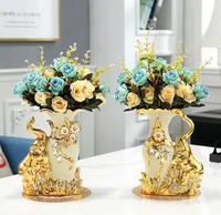 Modern Minimalist Home Living Room Entrance Gold Glass Vase Light Luxury Wind Desktop Flower Container Decorations Ornaments 1