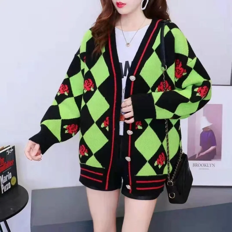 

Women's Coat Loose, Foreign Style Embroidered Sweater Cardigan, Women's Spring and Autumn Knit Sweater Coat New