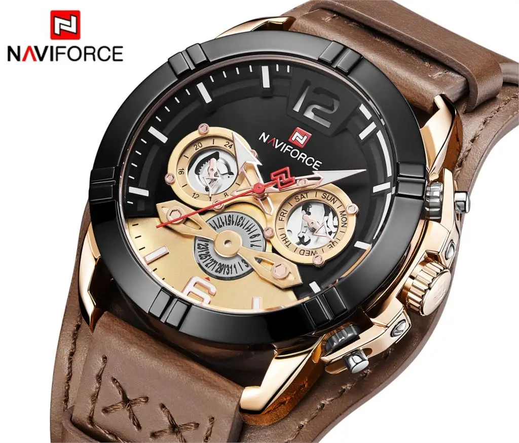 

NEW NAVIFORCE Men Watch Male Leather Automatic date Quartz Watches Mens Luxury Brand Waterproof Sport Clock Relogio Masculino