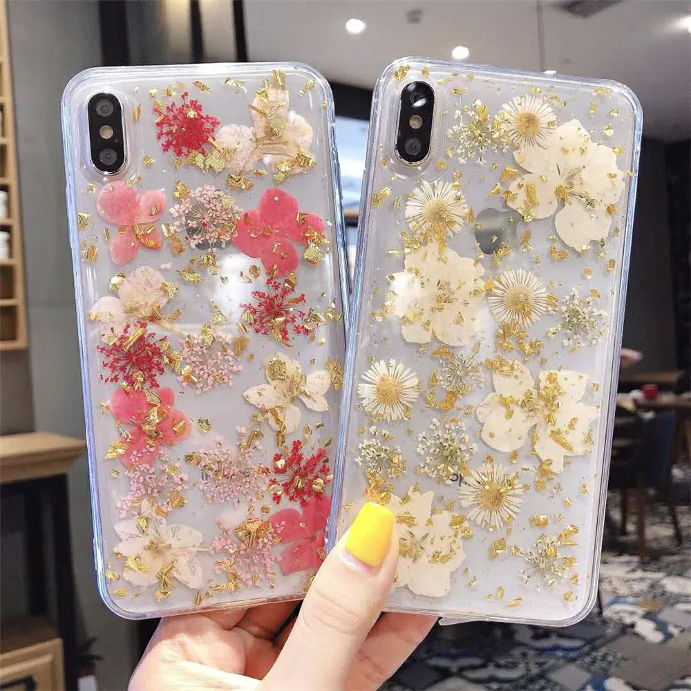Настоящий прессованный высушенный чехол для телефона с цветами iPhone XS Max XR 6 6s 7 8 Plus