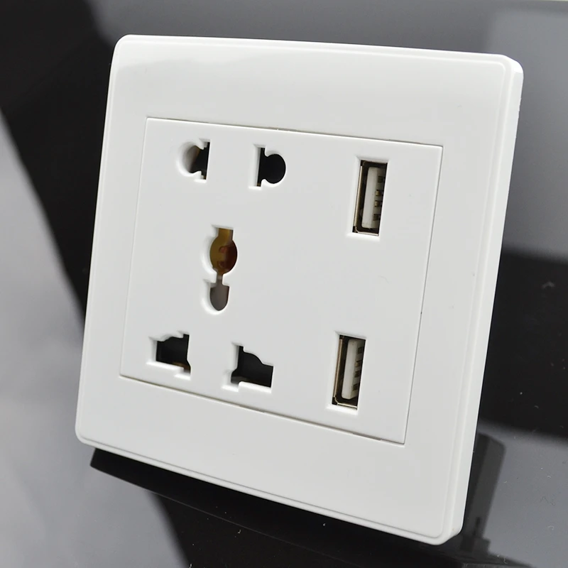 1X Универсальный Мощность гнездо пять отверстий Розетка с Usb 2100Ma штекер настенной