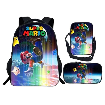 

3pcs/set Cartoon Mario Backpack Children School Bags for Teenager Boys Girls Bagpack Kids School Backpack Student Book Bags