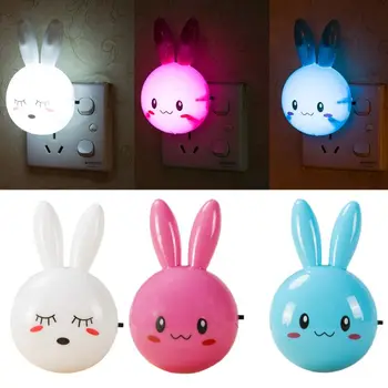 

Plug in Lovely Rabbit Night Light Eye Caring Bunny Bedside Lamp for Home Bedroom