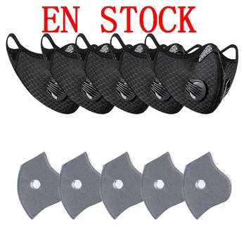 

5PC Mondkapjes Masks for virus protection with 5 Filters Cycling mask Reusable Dustproof Respirator Breathing Valves Mask маска