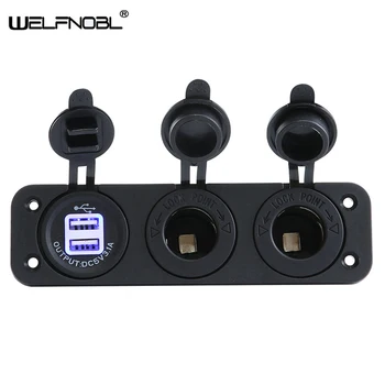 Dual USB Charger Socket 3.1A 2 Socket Cigarette Lighter Adapter 12V Power Outlet Multi Functions Panel 1 to 2 cigarette power socket spliter individually relocatable
