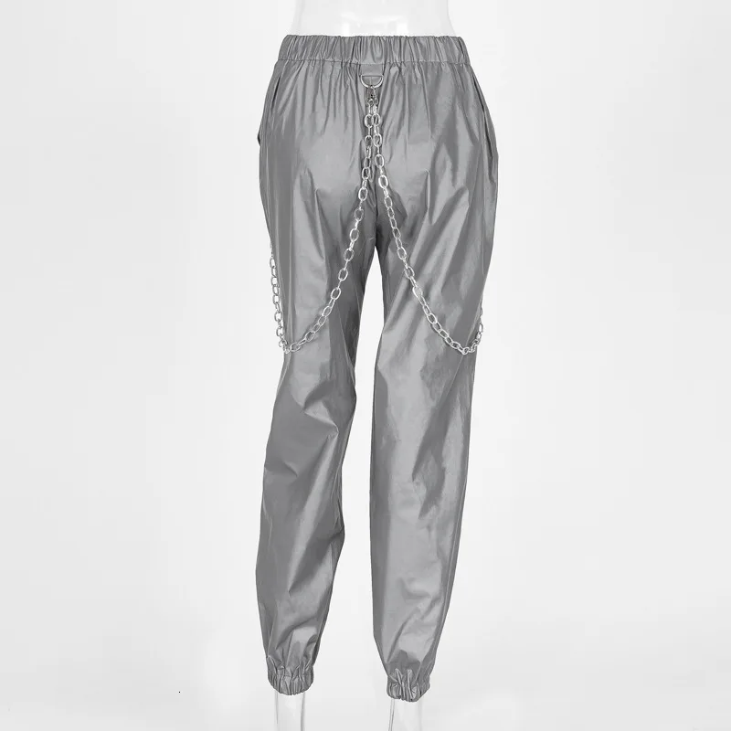 JIEZuoFang сексуальные шаровары для женщин pantalon Отраженные Карманы Брюки цепи камуфляжные штаны
