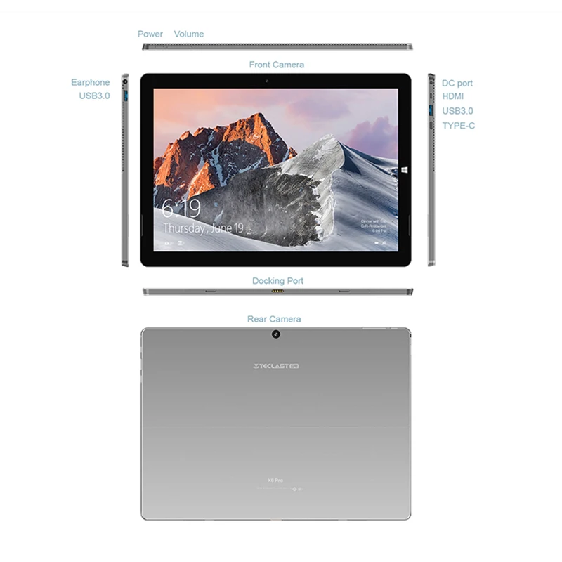 Teclast X6 Pro 2 в 1 планшетный ПК сенсорная панель 3K 12 6 дюймов Windows 10 Core двухъядерный ГГц