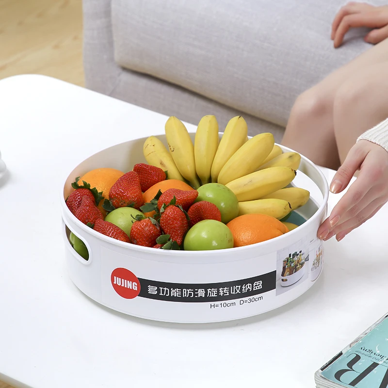 

Multifunctional plastic non-slip rotary storage tray kitchen desk storage boxes candy box home Fruit vegetable organizer