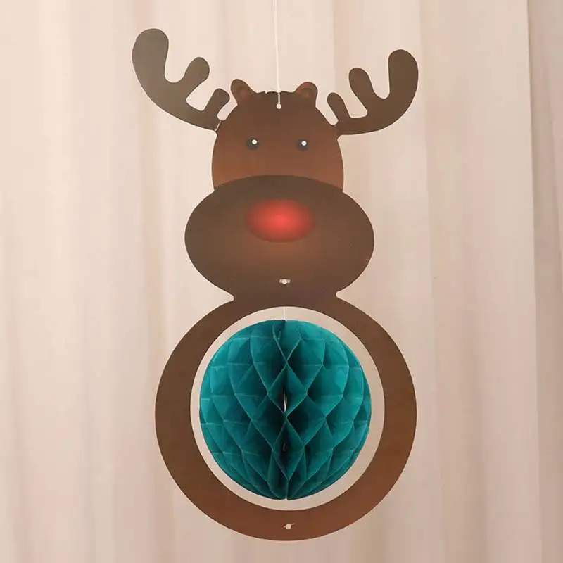 

New Christmas Tree Paper Hanging Craft Christmas Ornament Christmas Deer Hat Tree Paper Art Pendant For Christmas Drop Ornaments