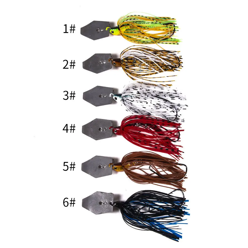 Hengjia 6pcs 11g Chatterbait Blade Bait with Rubber Skirt Weedless Fishing Lure Set Mixed Color-2