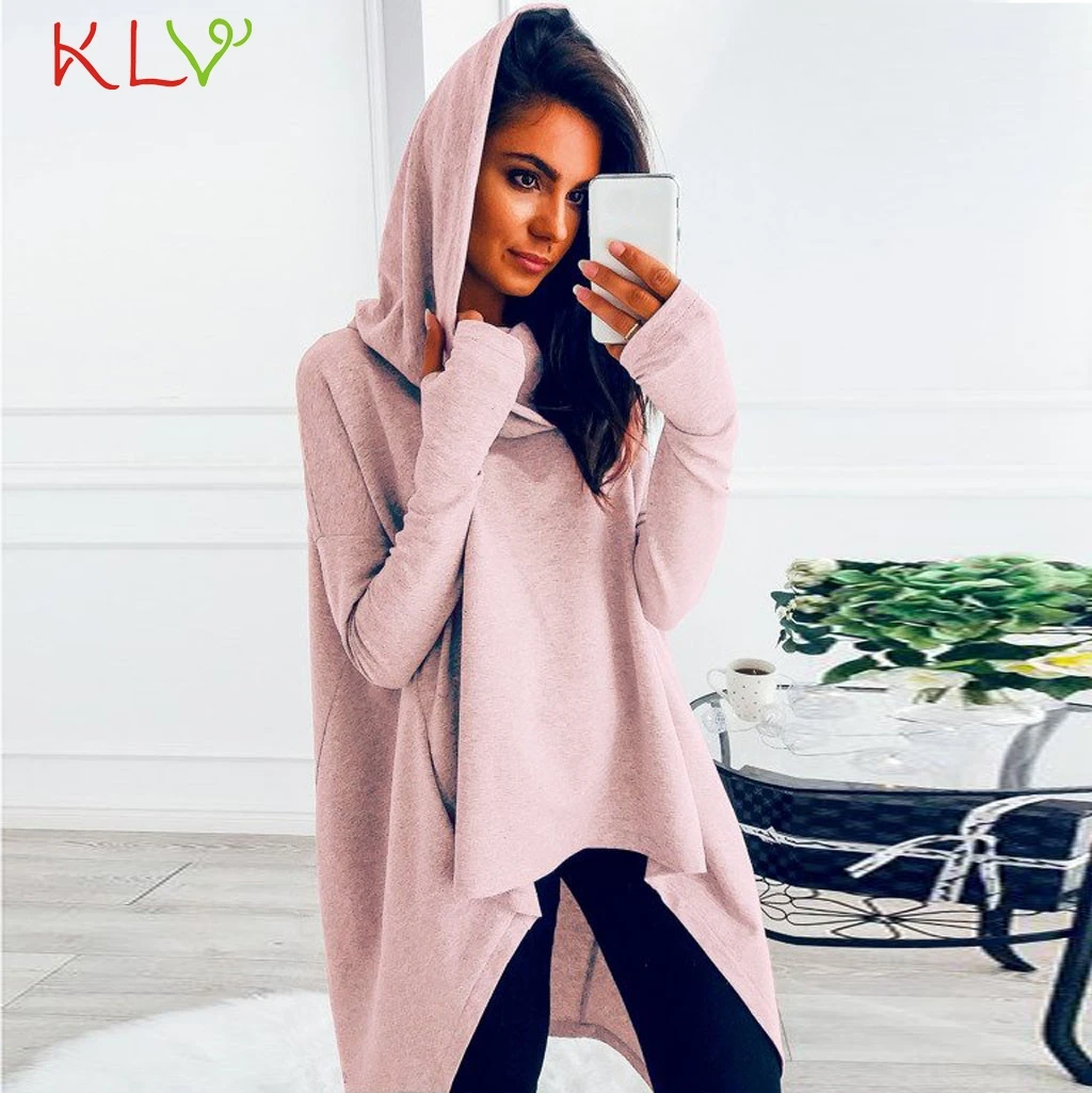 

Women Sweatshirt Hoodie Pink Loose Irregular Long Pullover 2019 Winter Streetwear Kpop Moletom Casual Hoody Ladies Clothes 19Aug