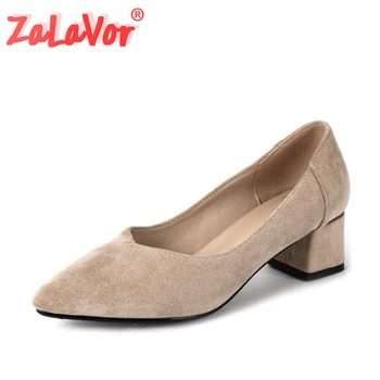 

ZALAVOR Spring Women Square High Heels Shoes Fashion Pointed Toe Solid Color Pumps Shoes Designer Office Footwear Size 33-43