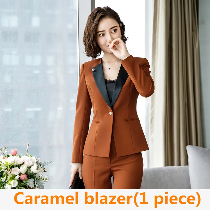 Caramel blazer Зеленый, черный цвет костюм Блейзер Куртка для женщин осень зима 2019new элегантные офисные женские пальто с длинными рукавами костюмы для женщин - Цвет: Caramel blazer