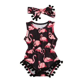 

Flamingo Newborn Baby Infant Toddler Girl Bodysuit Sleeveless Sunsuit Playsuit One-piece Outfits Baby Casual Clothing 0-24M