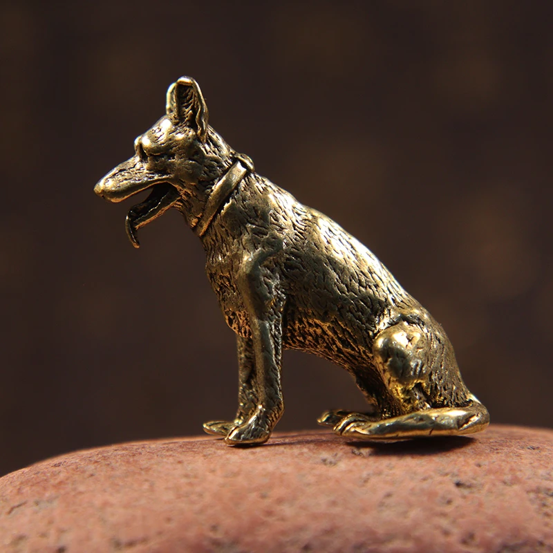 銅の置物幸運犬 家の装飾 中国のオフィスのための小さな装飾品 銅のオオカミのティーピース Figurines Miniatures Aliexpress