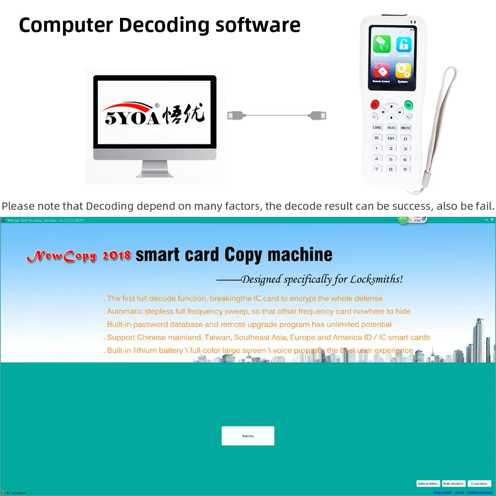 ICopy 5 RFID NFC копировальный аппарат ИС ридер записывающее устройство Дубликатор
