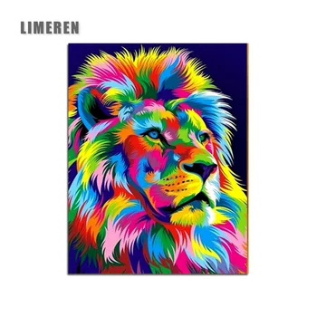 

Colorful Abstract Lion Unframed Picture DIY Digital Painting By Numbers On Canvas Coloring By Number For Unique Gift