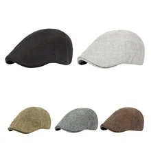 Берет, кепка, женская, мужская, льняная, британский стиль, регулируемая, дышащая, шапка, для улицы, унисекс, головной убор