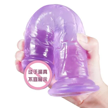 YEMA Translucent Soft Jelly Big Dildo Realistic Fake Dick Penis Anal Butt Plug Adult Sex Toys for Woman Men 4