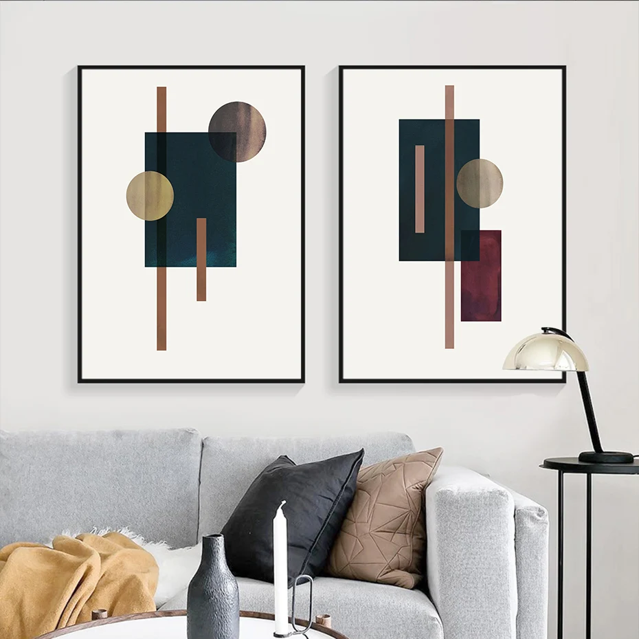 

Modern Abstract Geometric Minimalist Wall Art Canvas Painting Poster Print Pictures for Living Room Interior Home Decoration