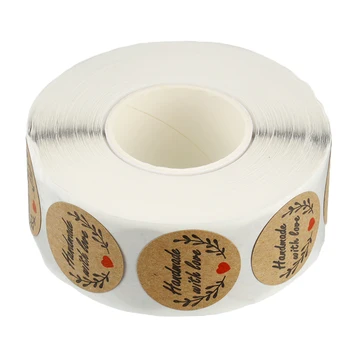 

500pcs/roll Natural Kraft Handmade Sticker Jewelry Packaging Box Labels Paper DIY Decoration Gift Card