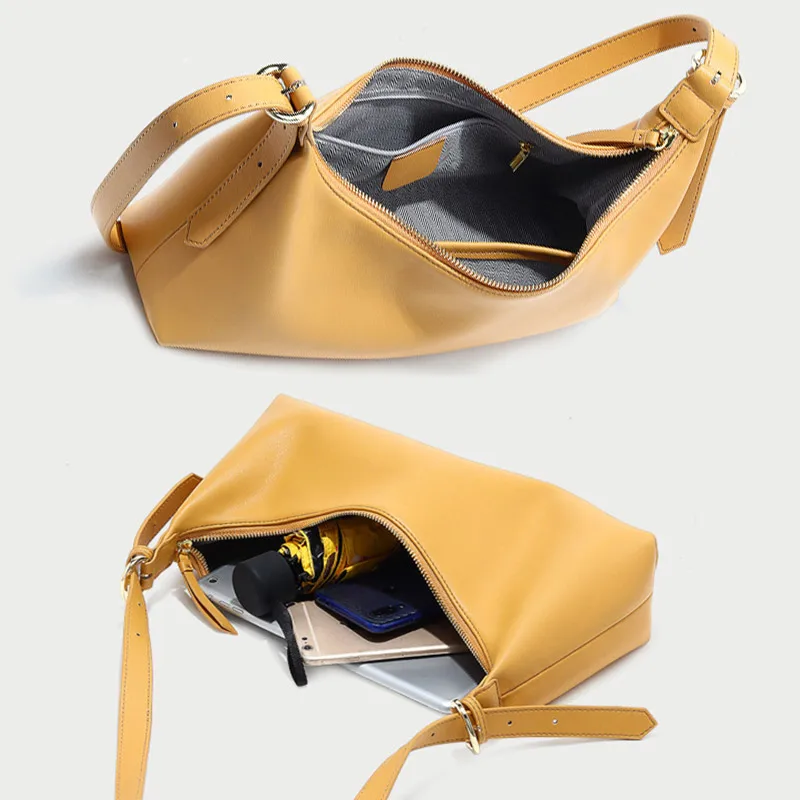 Handbags Women bags Designer Genuine Leather Half Moon Bag For Women 2020 Shoulder Bags Baguette Hobo Bag Vintage