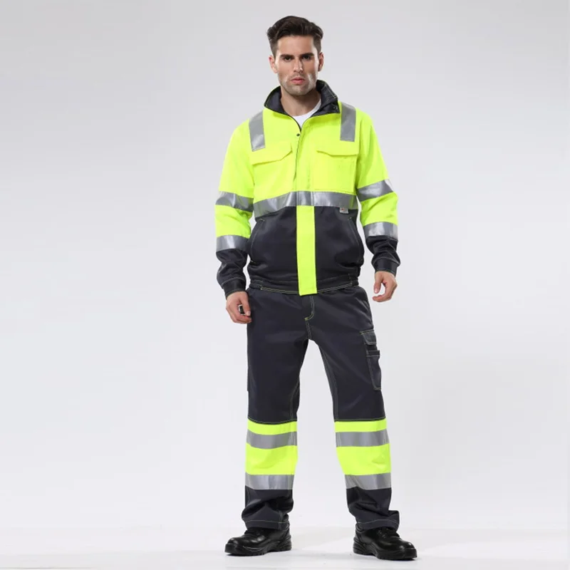 Мужская Двухцветная Рабочая куртка Hi vis и брюки-карго рабочая рабочие брюки