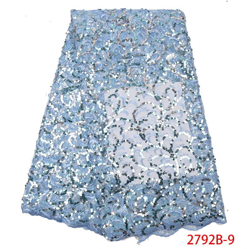 NIAI Green African French Net Sequins Lace Fabric High Quality Embroidery For Wedding Dress Nigerian Lace Fabric XY2792B-1