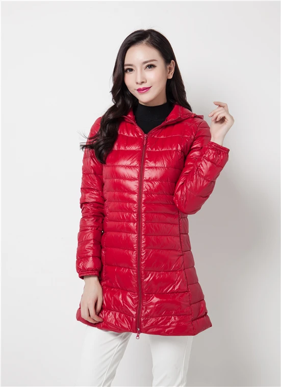 Зимняя женская куртка пальто Тонкий Ультра светильник 90% белый утиный пух парка