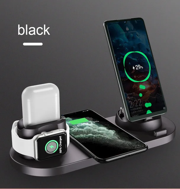Caricabatterie wireless veloce sei in uno per la ricarica wireless desktop  delle cuffie Apple Watch. - AliExpress Elettronica di consumo
