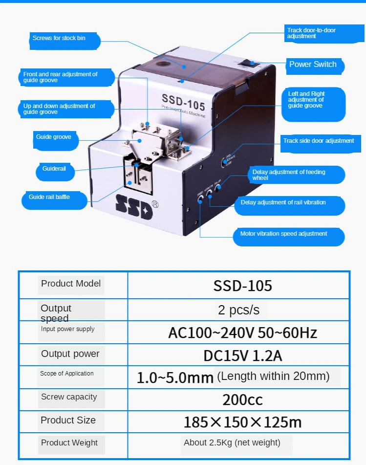 oem do trilho ajustável da máquina de parafuso automática