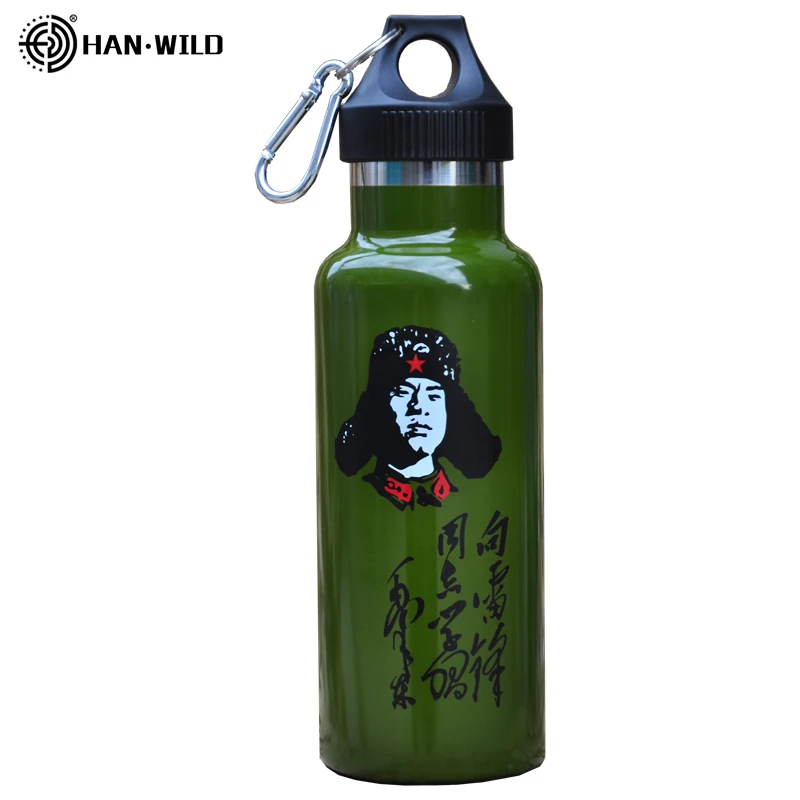 HAN WILD 600 мл Термос изолированный портативный бутылка для воды из нержавеющей стали спортивные бутылки вакуумные фляги военные вакуумные бутылки для воды - Цвет: 550ml